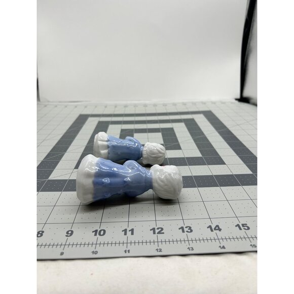 Set of Glazed Ceramic Girl and Boy Blue White Caroler Candle Holders - Picture 6 of 6